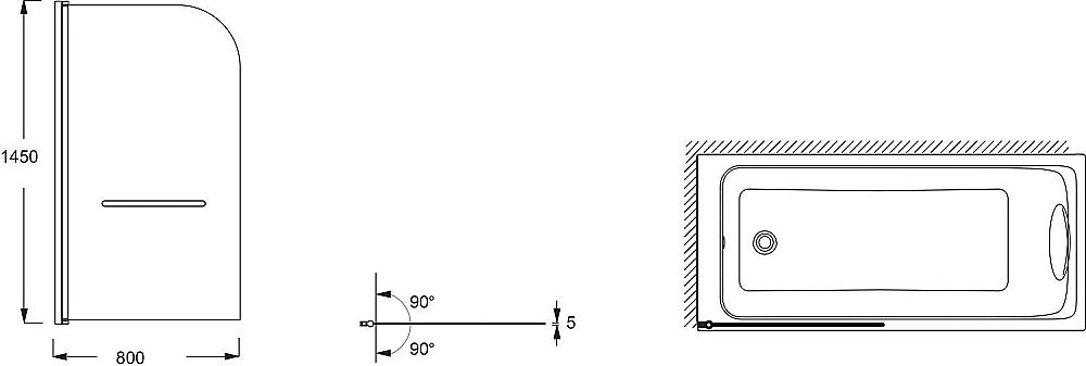 Шторка для ванны Jacob Delafon ODEON UP E4932-GA 80x145 купить в интернет-магазине Sanbest