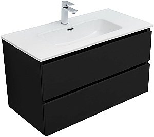 Тумба с раковиной Aquanet Вега 2.0 337956/284029 90 черный для ванной в интернет-магазине Sanbest