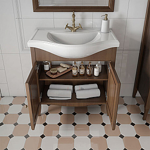 Тумба с раковиной Caprigo Lion 80 две двери, античный орех для ванной в интернет-магазине Sanbest