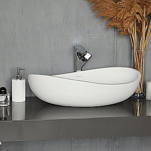 Раковина накладная Montebianco ONDA 11020 белая матовая купить в интернет-магазине Sanbest