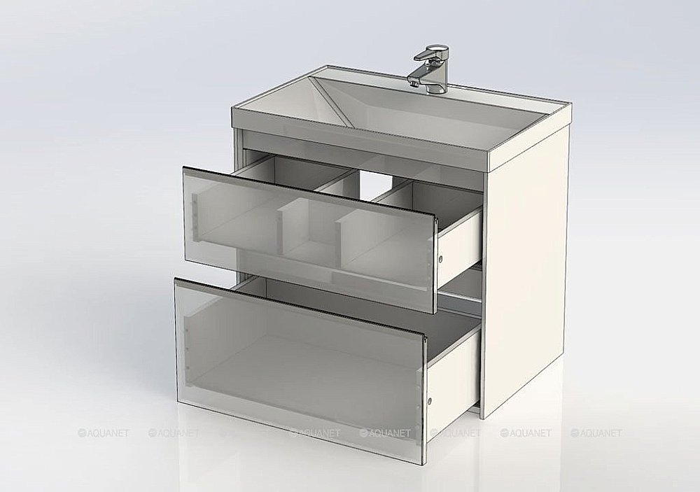 Тумба с раковиной Aquanet Гласс 196961 60 белый для ванной в интернет-магазине Sanbest
