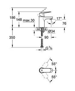 Смеситель для раковины Grohe Eurosmart Cosmopolitan 32824 000 купить в интернет-магазине сантехники Sanbest