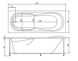 Гидромассажная ванна Aquatika Астра Basic 170x70 купить в интернет-магазине Sanbest