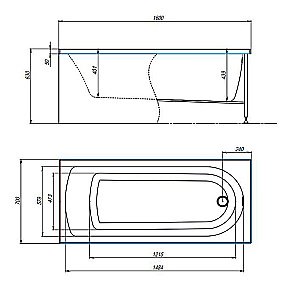 Акриловая ванна Timo MIKA1670 160x70 белая купить в интернет-магазине Sanbest
