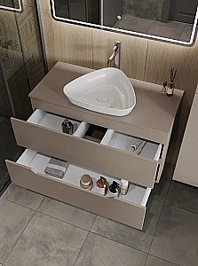 Тумба с раковиной Orange Line 100 Li-100TuLMDF+B07-500W латте/белый для ванной в интернет-магазине Sanbest