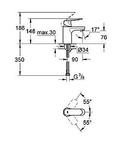 Смеситель для раковины Grohe Eurosmart Cosmopolitan 32824 000 купить в интернет-магазине сантехники Sanbest