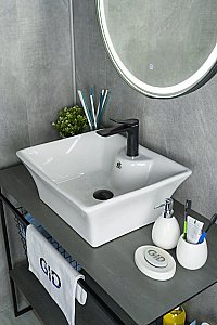 Раковина накладная Gid Geometrico 49 N9108 51121 белая купить в интернет-магазине Sanbest