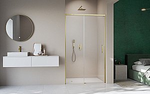 Душевая дверь Radaway Idea Brushed Gold DWJ 110 стекло прозрачное/профиль брашированное золото купить в интернет-магазине Sanbest