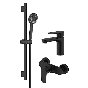 Набор смесителей Aquatek НИКА Set 3 в 1 (AQ1810MB+AQ1860MB+AQ2017MB) черный матовый купить в интернет-магазине сантехники Sanbest