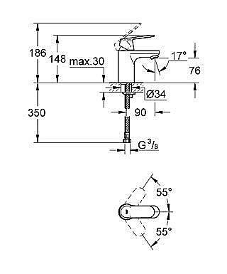 Смеситель для раковины Grohe Eurosmart Cosmopolitan 32824 000 купить в интернет-магазине сантехники Sanbest