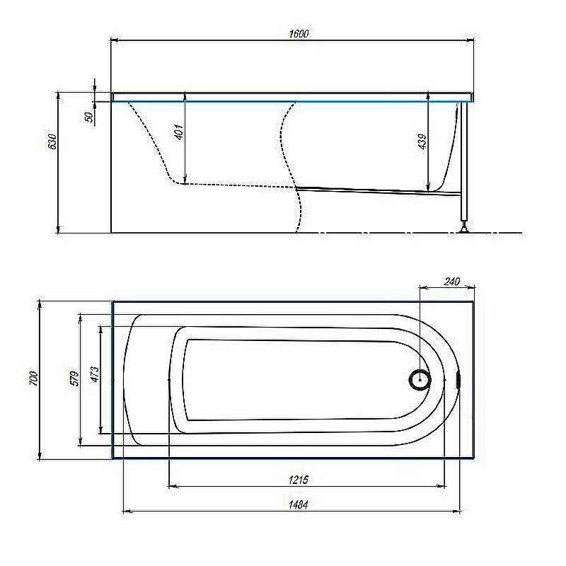 Акриловая ванна Timo MIKA1670 160x70 белая купить в интернет-магазине Sanbest