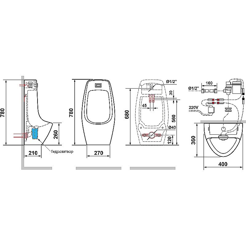 Писсуар Laguraty Sensor 512X белый купить в интернет-магазине Sanbest