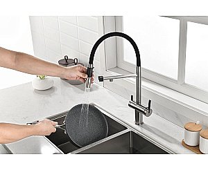 Смеситель для кухни Paulmark Gravity Gr213888-BS нержавеющая сталь купить в интернет-магазине сантехники Sanbest