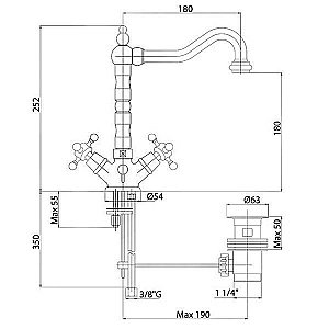 Смеситель для раковины Cezares GOLF-LS2-02 бронза купить в интернет-магазине сантехники Sanbest