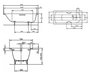 Ванна стальная Kaldewei Saniform Plus Star 331 150x70 133100010001 белый купить в интернет-магазине Sanbest