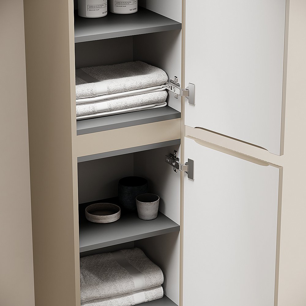 Шкаф-пенал подвесной Sancos Code PCD35GB серо-бежевый для ванной в интернет-магазине сантехники Sanbest