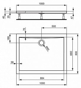 Душевой поддон Ideal Standard Ultra Flat K518001 100x80 купить в интернет-магазине Sanbest