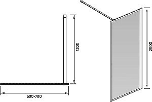 Душевая перегородка Veconi Korato KR81B-70-01-C8 70 стекло прозрачное/профиль черный матовый купить в интернет-магазине Sanbest