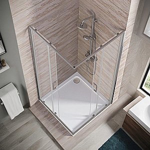 Душевой уголок Good Door Lite 100х100 ЛТ00006 стекло прозрачное/профиль хром купить в интернет-магазине Sanbest