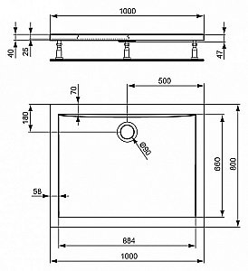 Душевой поддон Ideal Standard Ultra Flat K518001 100x80 купить в интернет-магазине Sanbest