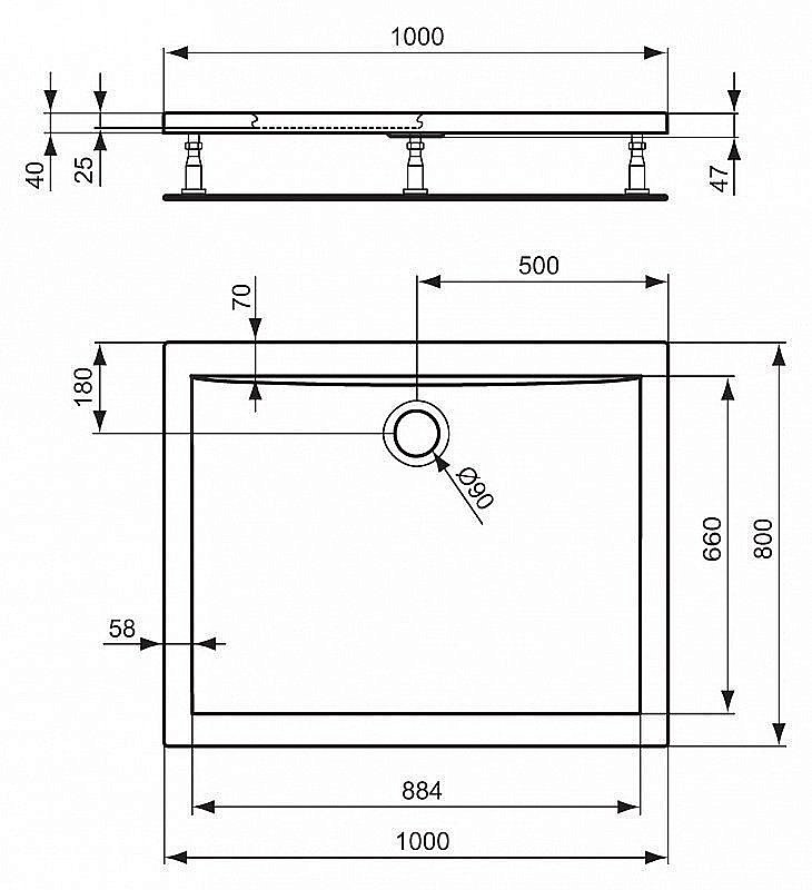 Душевой поддон Ideal Standard Ultra Flat K518001 100x80 купить в интернет-магазине Sanbest