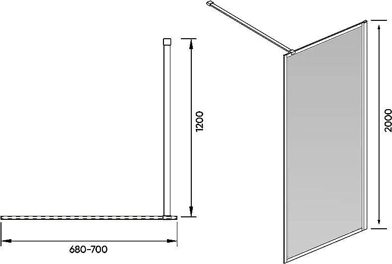 Душевая перегородка Veconi Korato KR81B-70-01-C8 70 стекло прозрачное/профиль черный матовый купить в интернет-магазине Sanbest