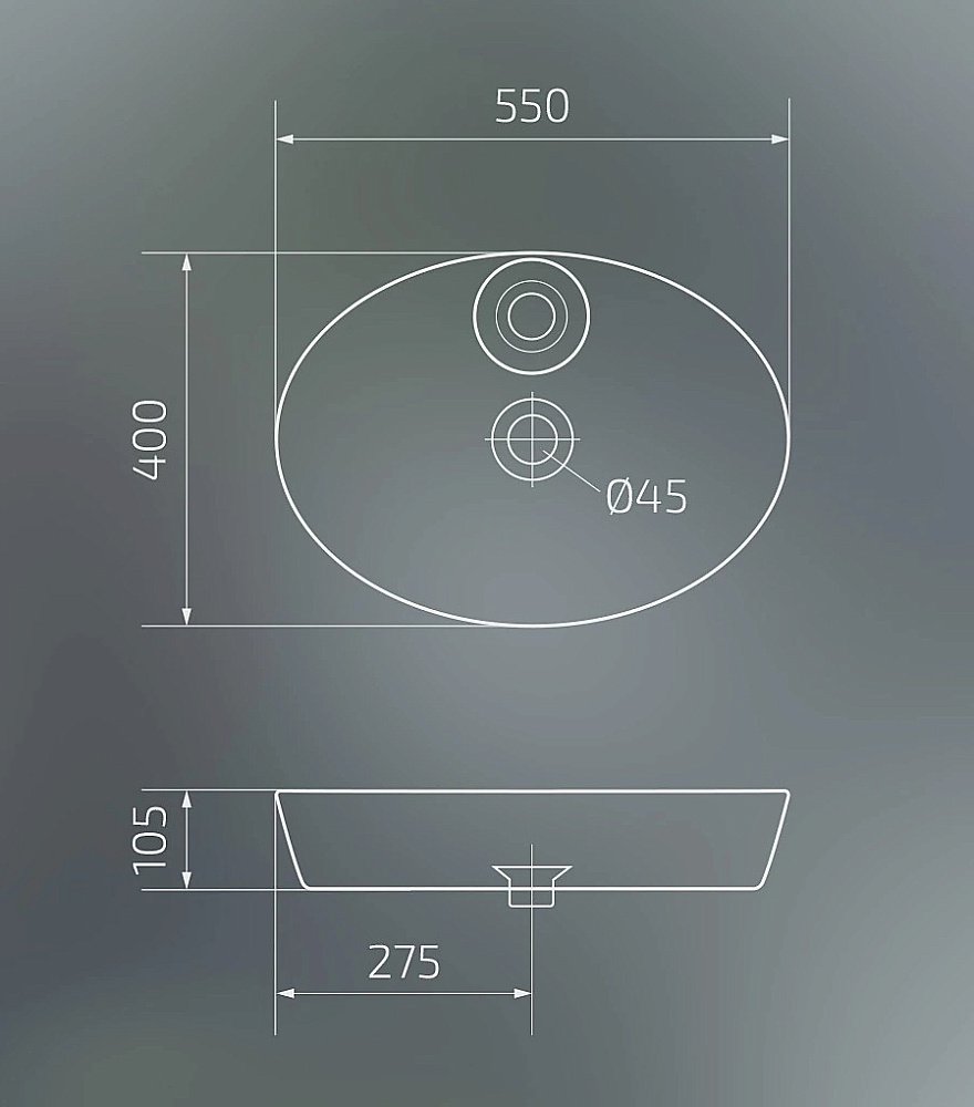 Раковина накладная Gid Lago 55 N9436 51150 белая купить в интернет-магазине Sanbest