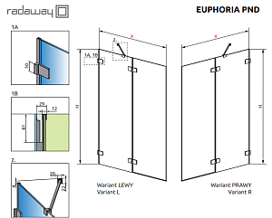 Шторка для ванны Radaway Euphoria PND 100 купить в интернет-магазине Sanbest