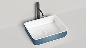 Раковина накладная Salini GLORIA 09 1102209MRH 47,5 из искусственного камня S-Stone, белая матовая, цвет по RAL снаружи купить в интернет-магазине Sanbest