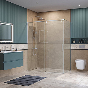 Душевой уголок BelBagno SOFT_CLOSE-1-AH-1 160х80 стекло прозрачное/профиль хром купить в интернет-магазине Sanbest