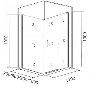 Душевой уголок Good Door Cofe WTW+SP 110х70 стекло прозрачное/профиль черный купить в интернет-магазине Sanbest