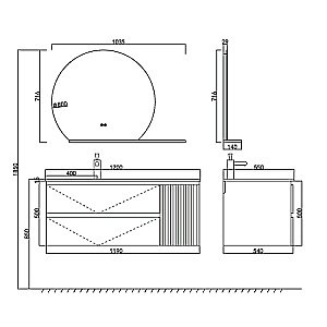 Тумба с раковиной Orans BC-2055-1200L 120 2055120L темно-серая для ванной в интернет-магазине Sanbest