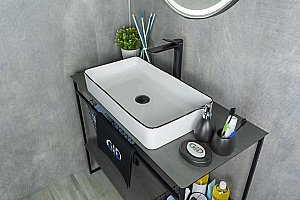 Раковина накладная Gid Geometrico 60 Nc9399 52225 черная, белая купить в интернет-магазине Sanbest