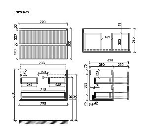Тумба с раковиной Sancos Snob R SNR80/39SM/CN7026 Doha Soft для ванной в интернет-магазине Sanbest