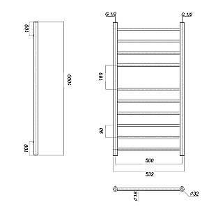 Полотенцесушитель водяной Domoterm Медея П10 500x1000 золото купить в интернет-магазине сантехники Sanbest