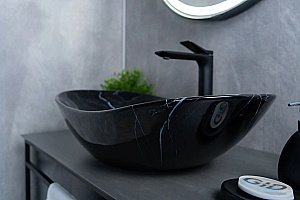 Раковина накладная Gid Lago 61 Bs9811 54467 черный мрамор купить в интернет-магазине Sanbest