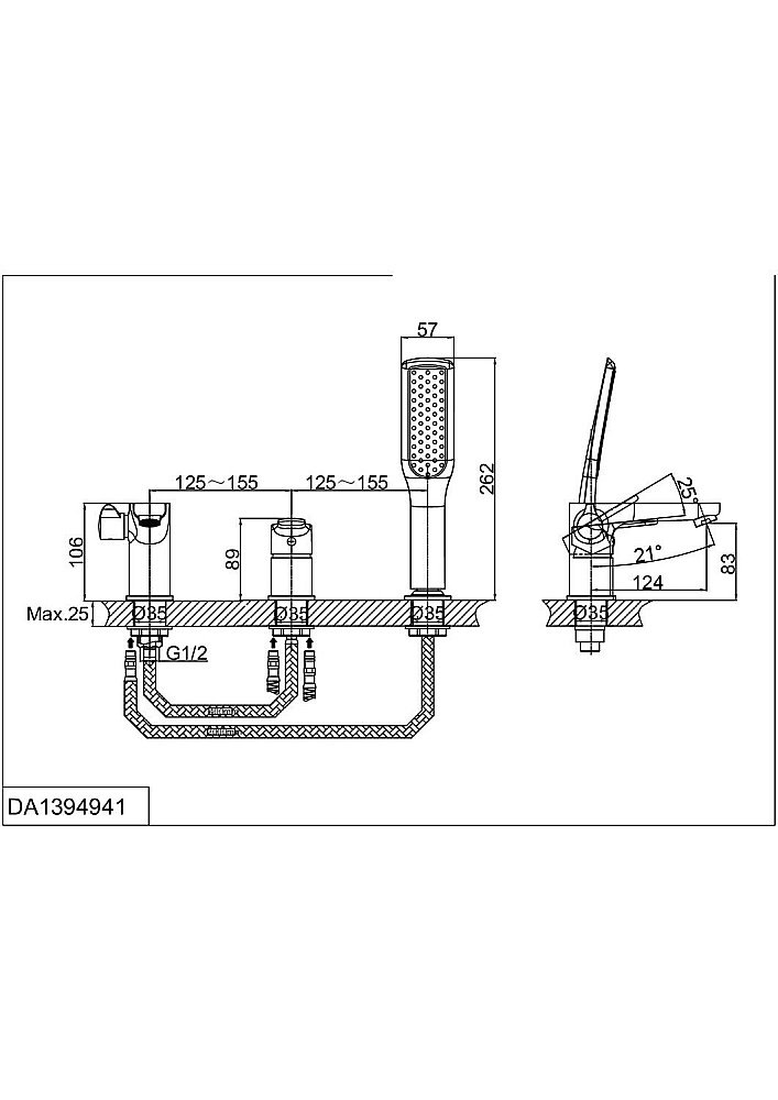 Смеситель для ванны D&K Rhein Marx DA1394941 купить в интернет-магазине сантехники Sanbest