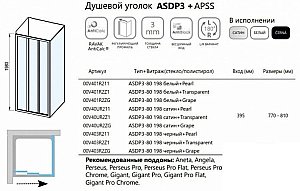 Душевой уголок Ravak Supernova ASDP3+APSS 80х75 профиль белый/стекло матовое купить в интернет-магазине Sanbest