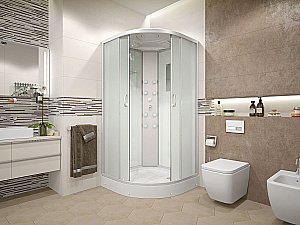 Душевая кабина Alex Baitler 90х90 ER3509PF-C3-RUS стекло матовое/профиль хром купить в интернет-магазине Sanbest