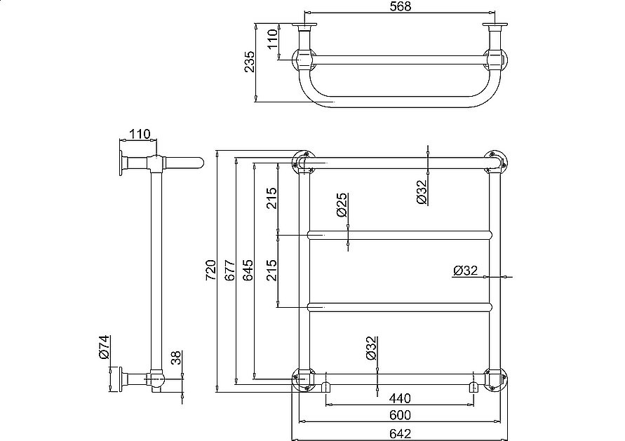 Полотенцесушитель Burlington Cleaver R3 CHR BR хром купить в интернет-магазине сантехники Sanbest