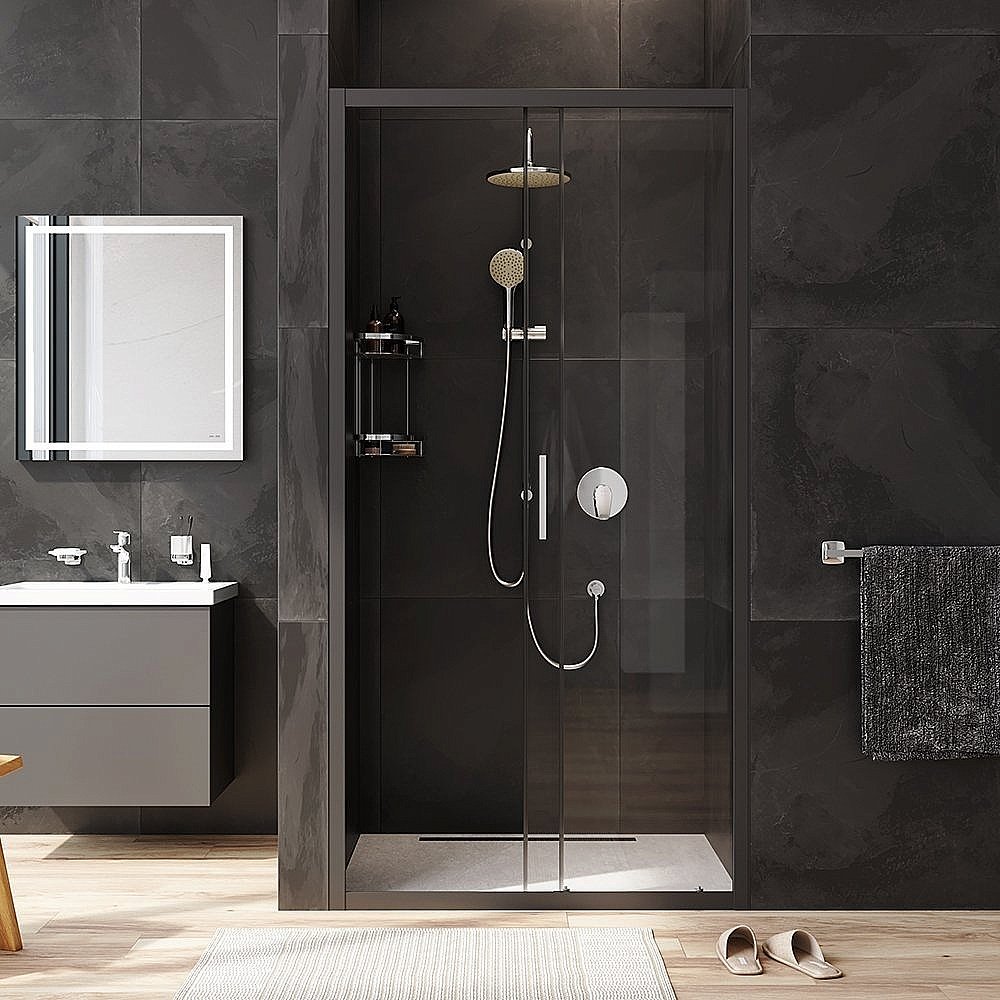 Душевая дверь AM.PM GEM W90G 100 прозрачная/черный купить в интернет-магазине Sanbest