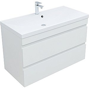 Тумба с раковиной Aquanet Нота new 100 335420 белая для ванной в интернет-магазине Sanbest