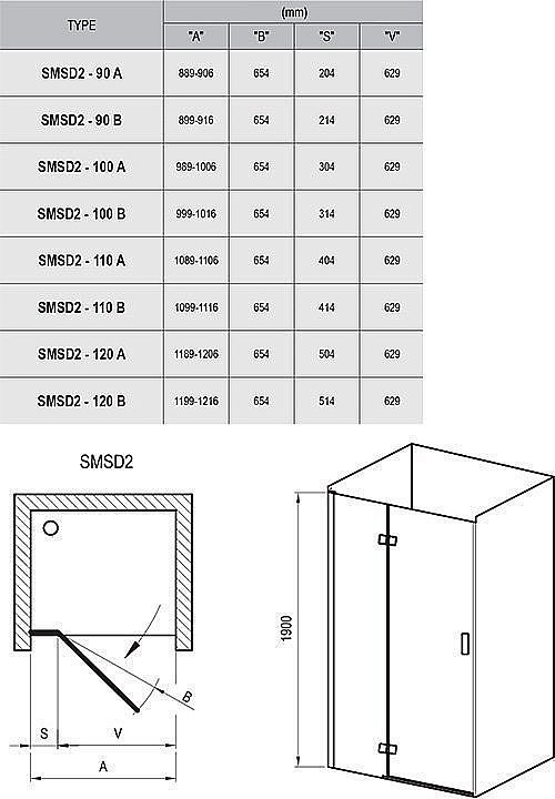 Душевой уголок Ravak Smartline SMSD2 В 90х90 купить в интернет-магазине Sanbest