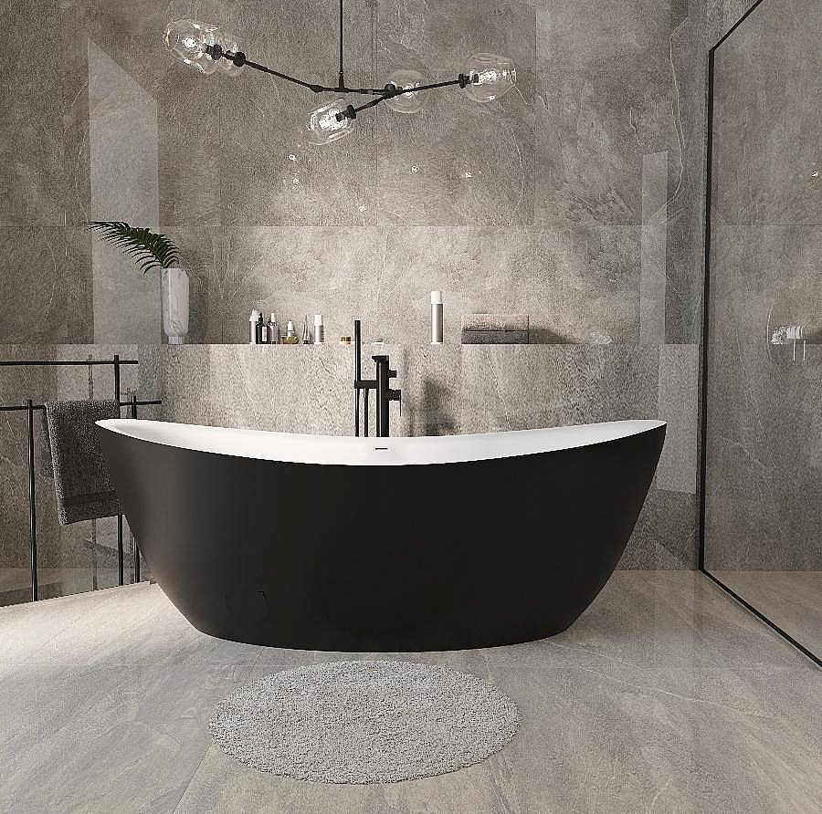 Ванна акриловая Grossman Galaxy GR-1402MB 180х85 белая, черная матовая купить в интернет-магазине Sanbest