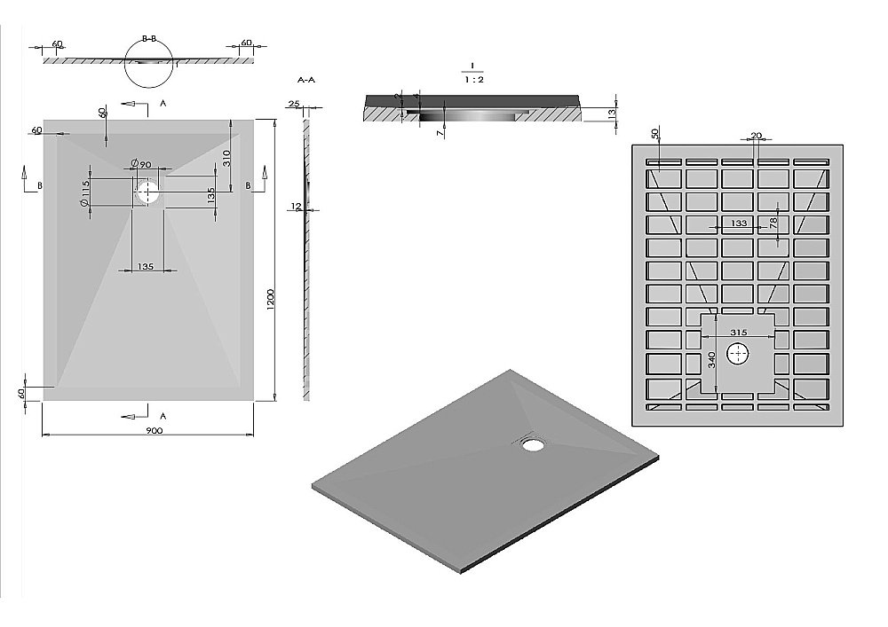 Душевой поддон Vincea VST-4SR9012G 120х90 серый купить в интернет-магазине Sanbest