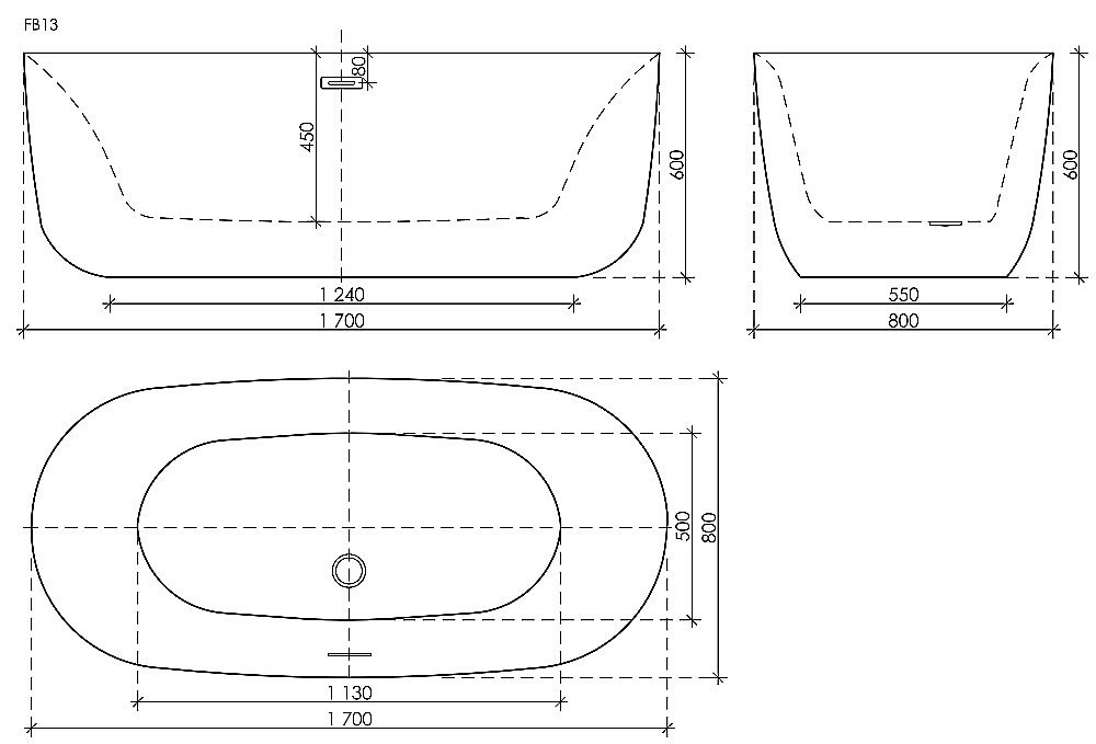 Акриловая ванна Sancos Space 170x80 FB13 белая купить в интернет-магазине Sanbest