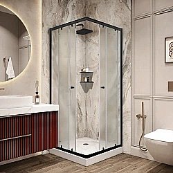 Душевой уголок Parly ZFQ81B 80x80 стекло матовое/профиль черный купить в интернет-магазине Sanbest