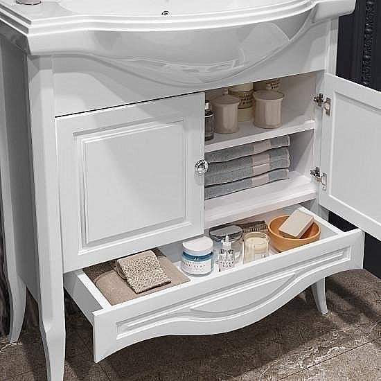 Тумба с раковиной Опадирис Брунелла 80 белая матовая для ванной в интернет-магазине Sanbest