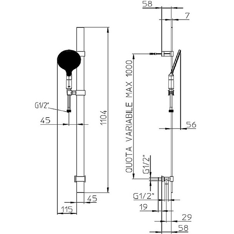 Душевой гарнитур Bossini Apice D48086.030 хром купить в интернет-магазине сантехники Sanbest