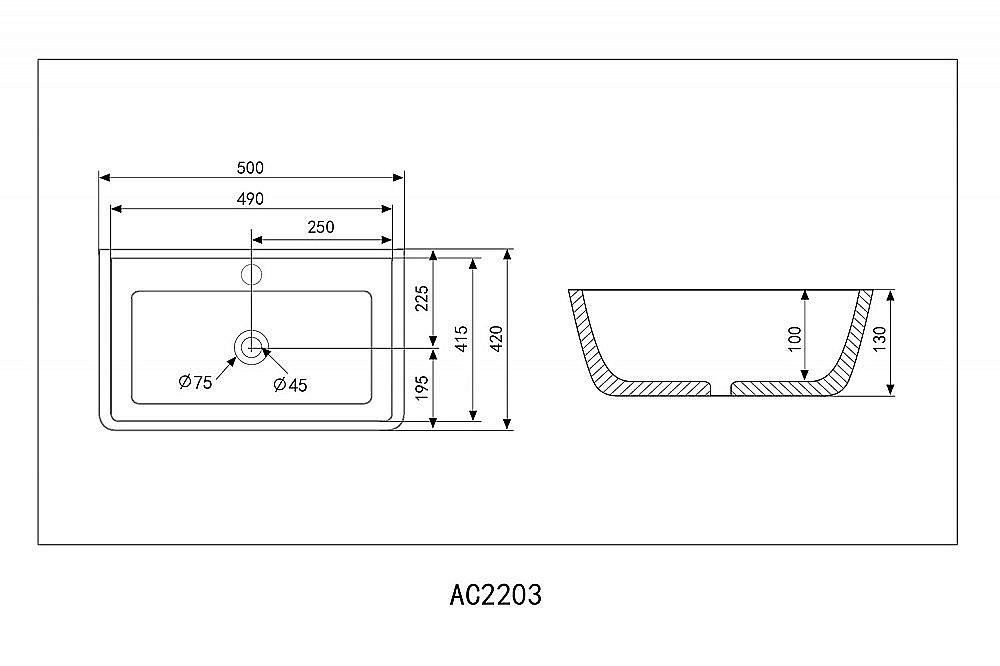 Раковина накладная ABBER Rechteck AC2203MB черная матовая купить в интернет-магазине Sanbest